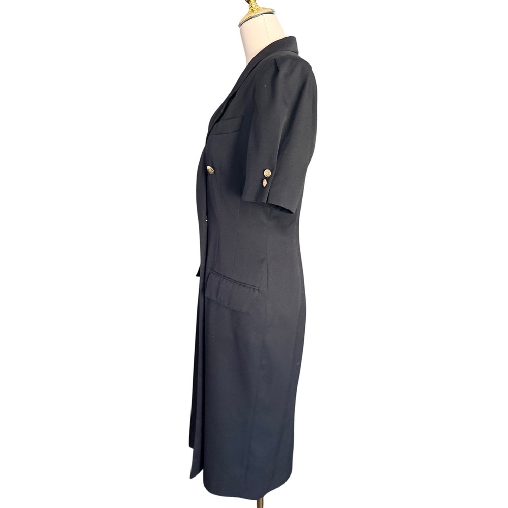 Kasper for ASL Vintage Black Double Breasted Blazer Dress Gold Buttons Size 8 - Picture 5 of 15